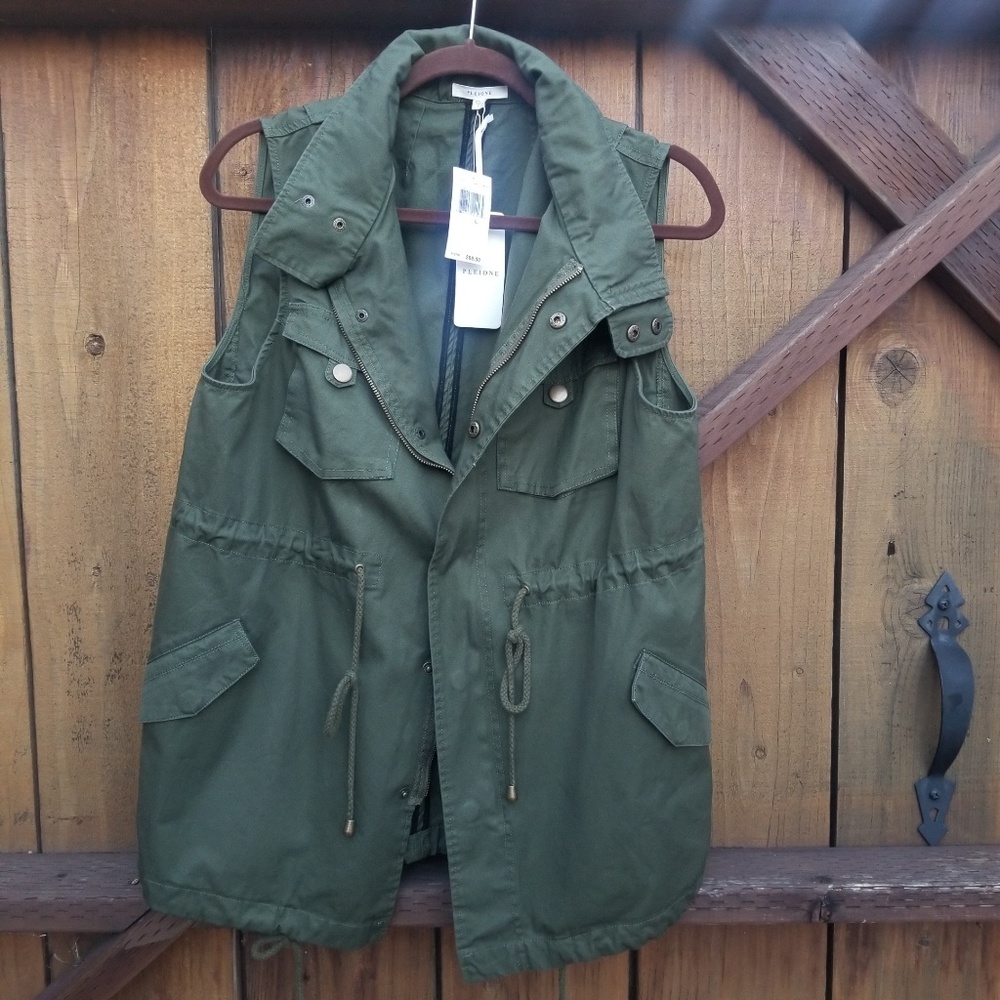 NWT Pleione Cotton Twill Military Vest